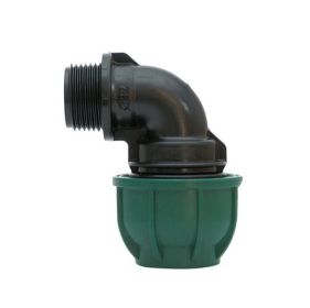 PE klemkoppeling, knie 25 mm x 1/2" bu.dr.